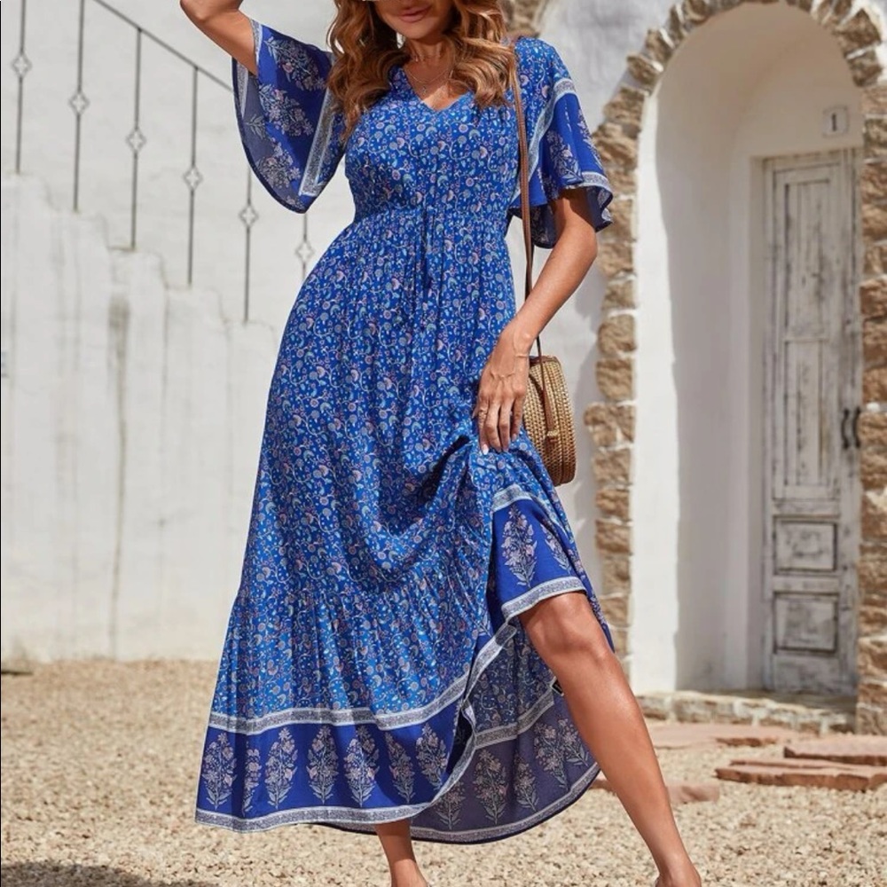 Blue Floral Maxi Dress